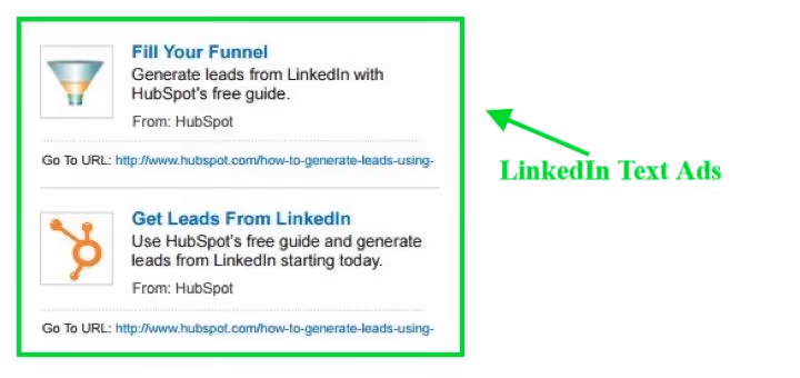 Example of LinkedIn text ad 