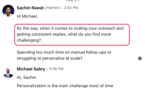 LinkedIn message about scaling outreach.