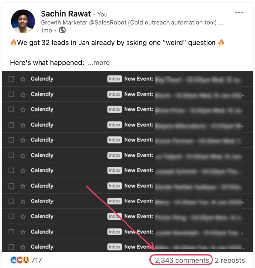 LinkedIn post about lead generation.