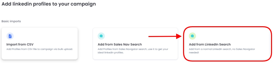 Select “Add from Sales Nav”