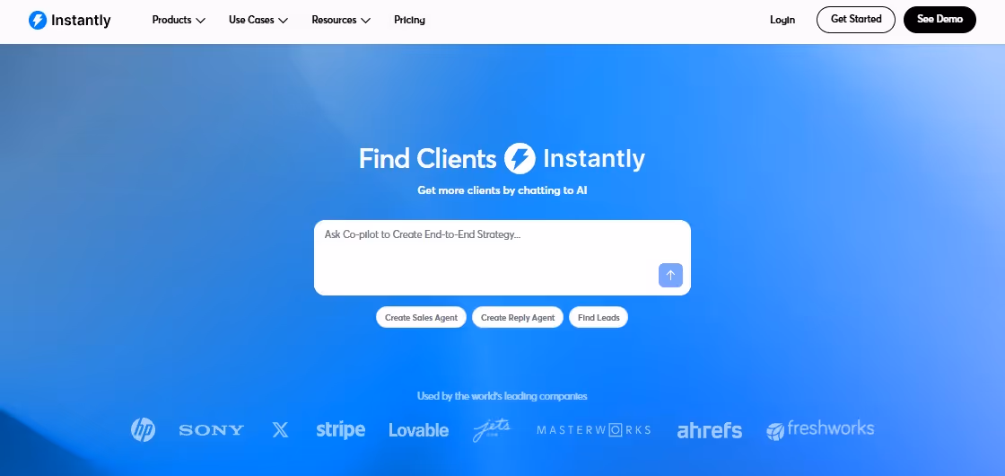 instantly homepage