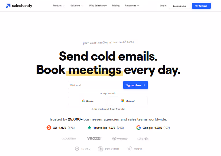 saleshandy homepage