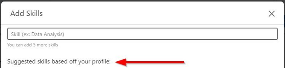 Suggested skills option under add skills.