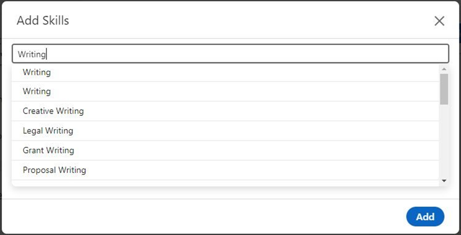 Add skills option on LinkedIn profile.