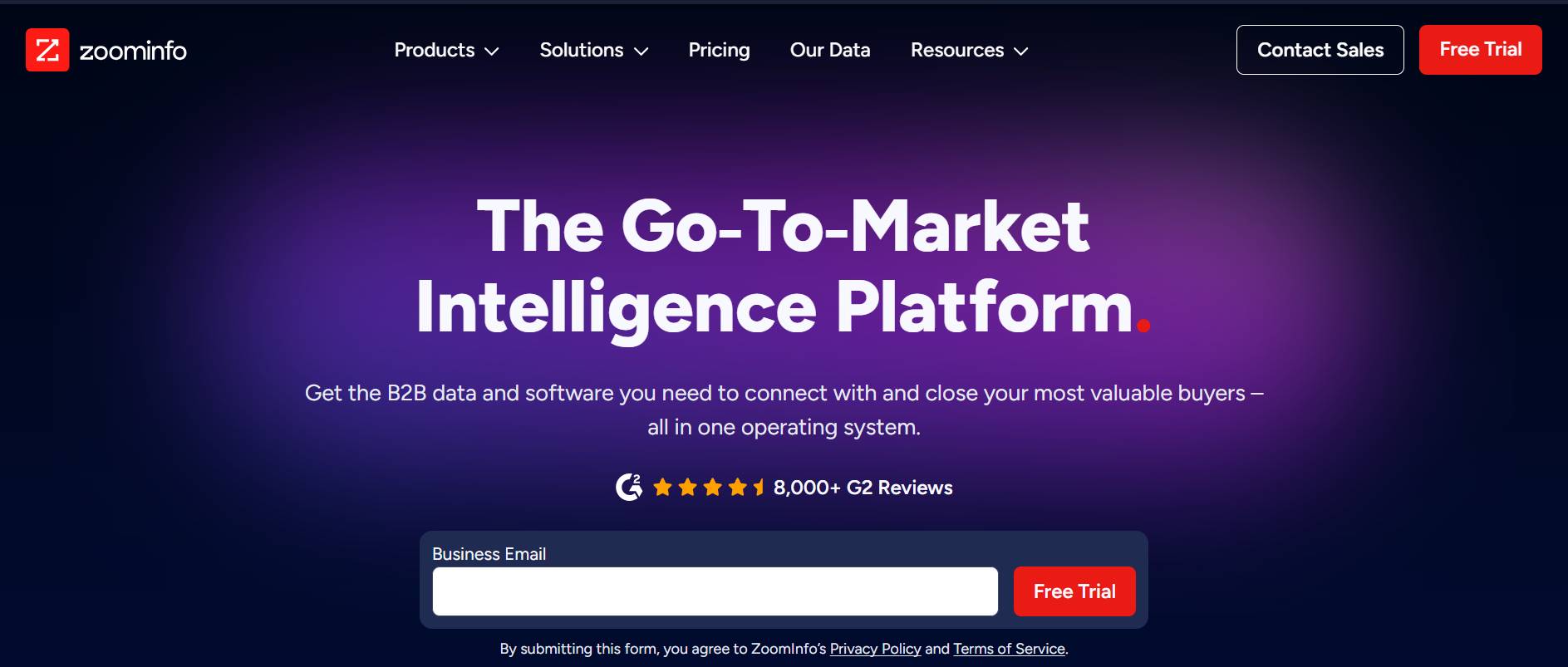 ZoomInfo homepage: The Go-To-Market Intelligence Platform