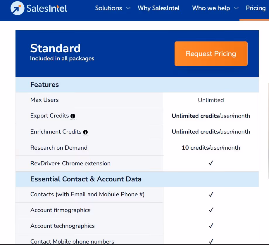 SalesIntel pricing