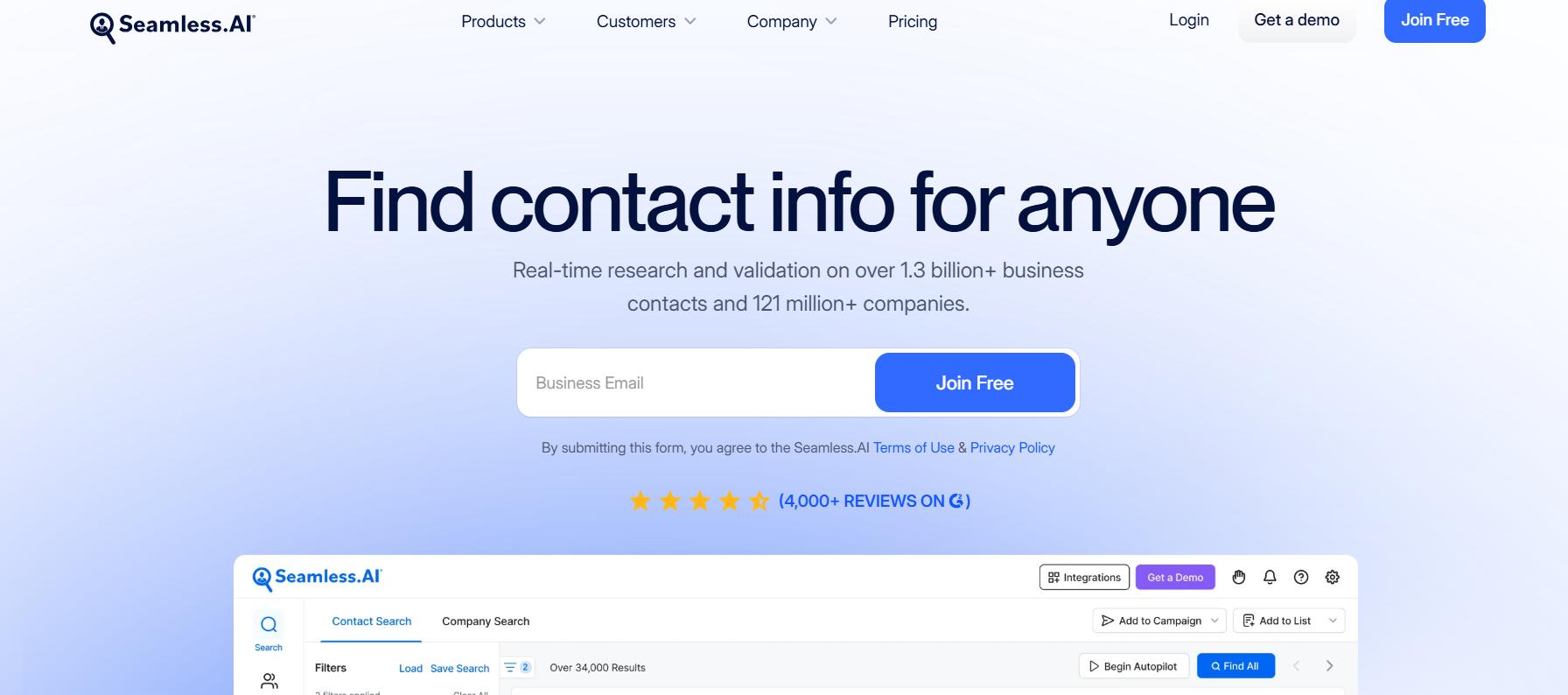 Seamless.AI homepage