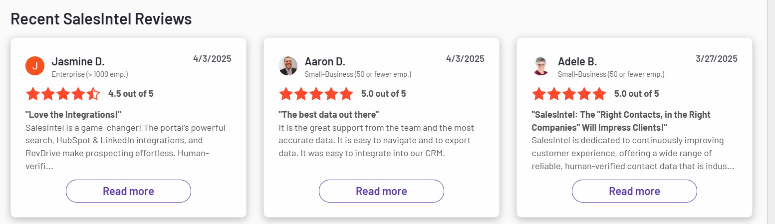 SalesIntel review by Jasmine D.