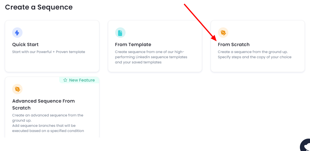 Option to create a LinkedIn automation sequence from scratch in SalesRobot