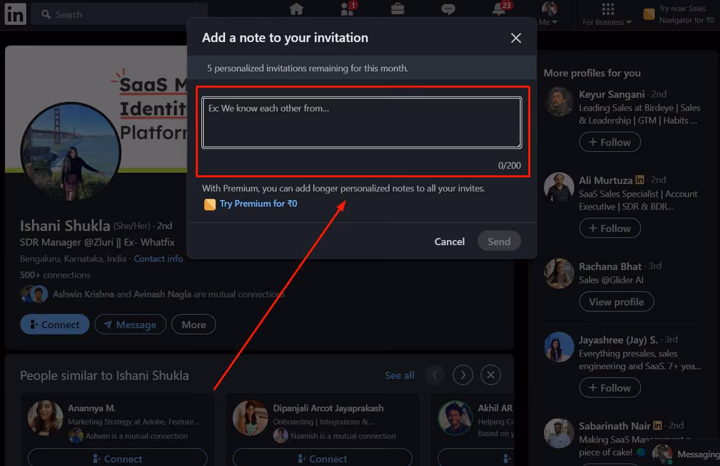 personalize your connection request