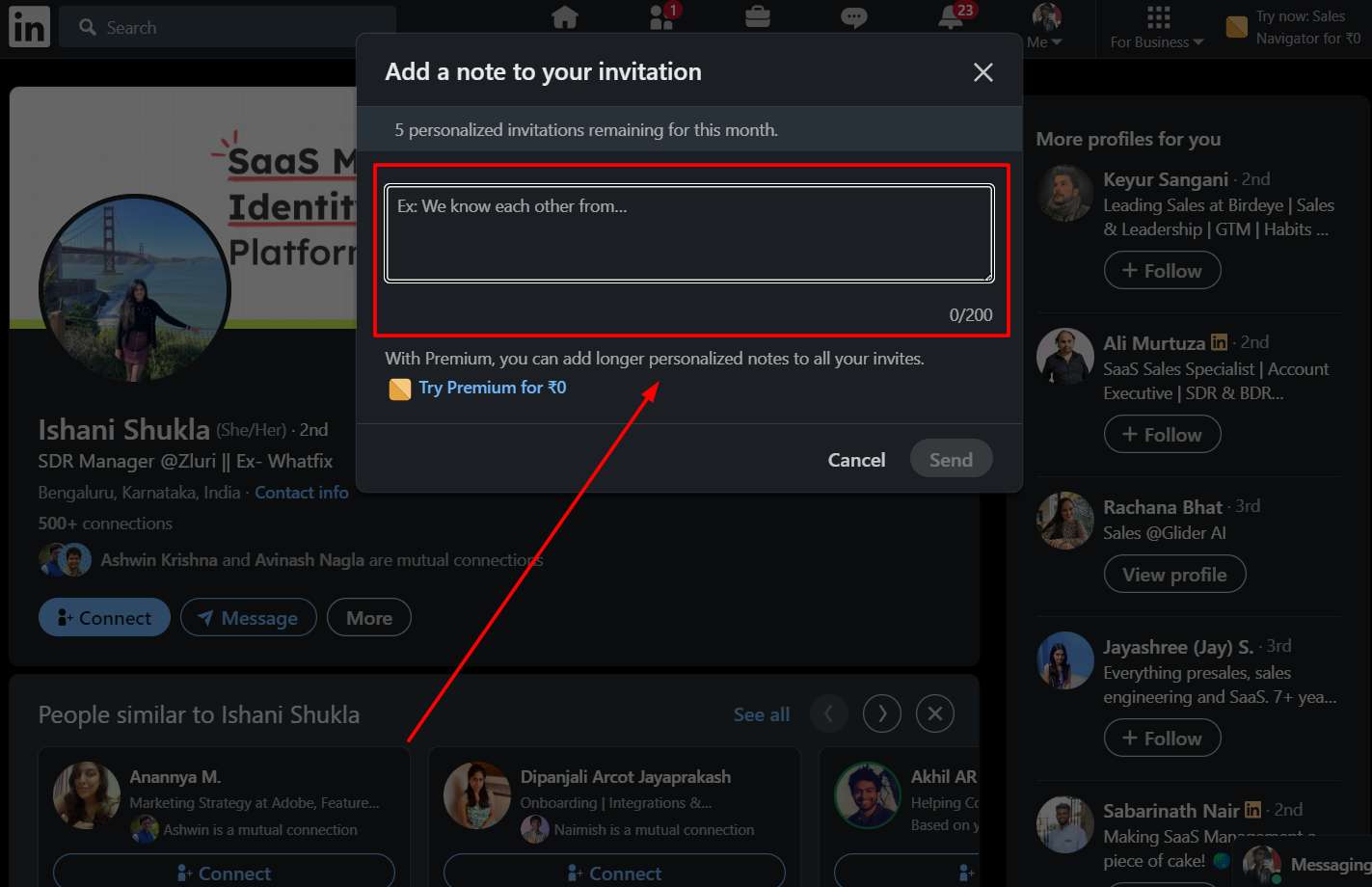 personalize your connection request