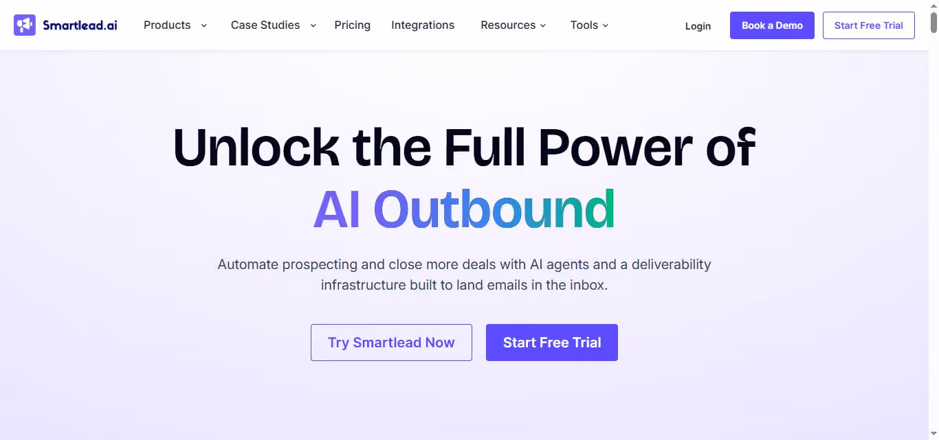 smartlead ai homepage