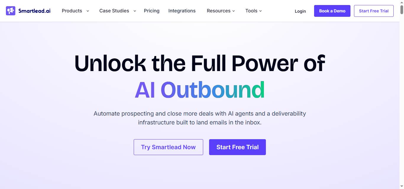 smartlead ai homepage