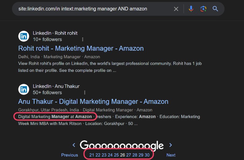 Google thirtieth page has valid results