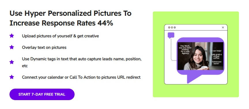 Screenshot of personalized picture feature for increasing response rates.