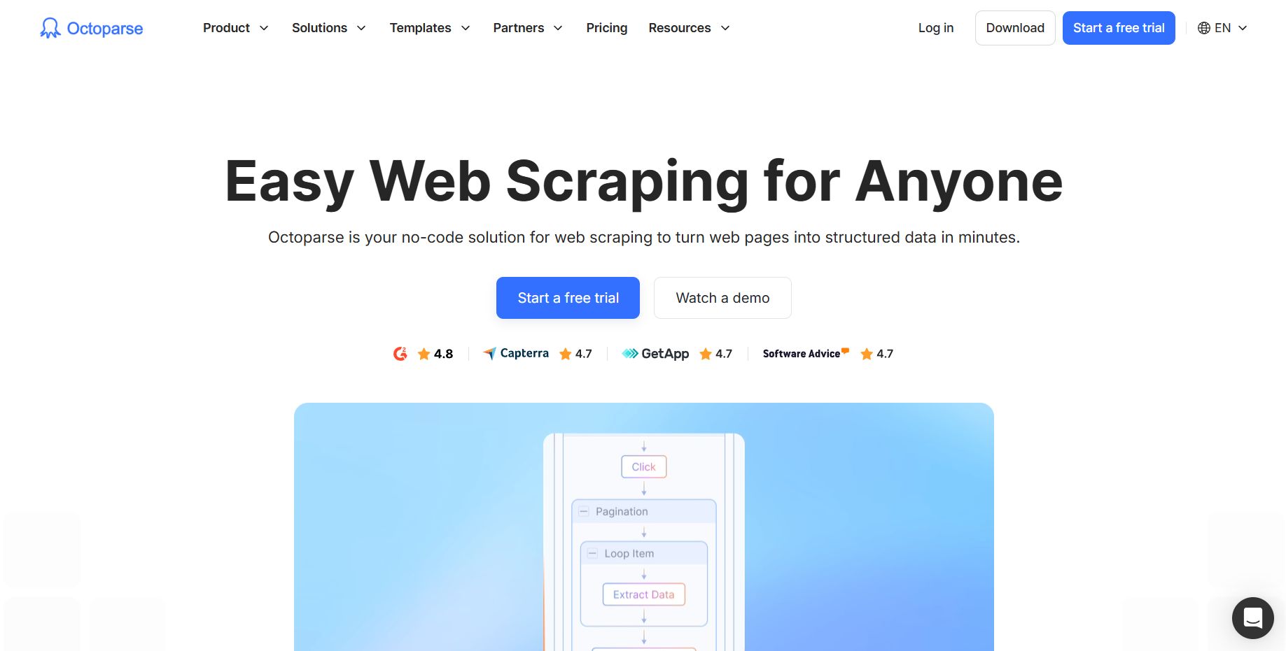 Octoparse Mainpage