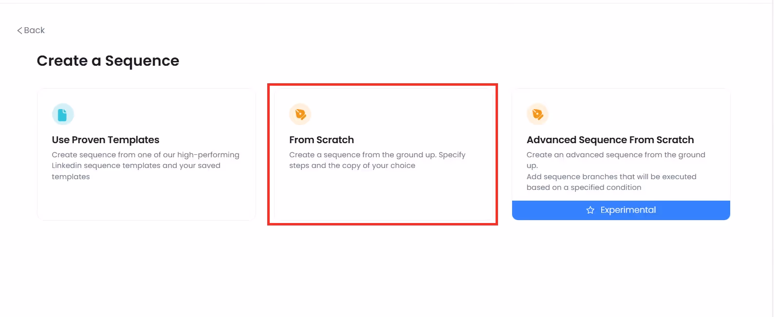 Sequence creation options in SalesRobot