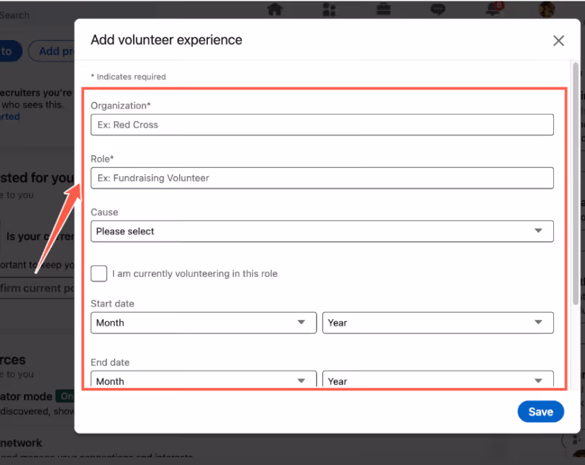 image of how to add details to your volunteer experience