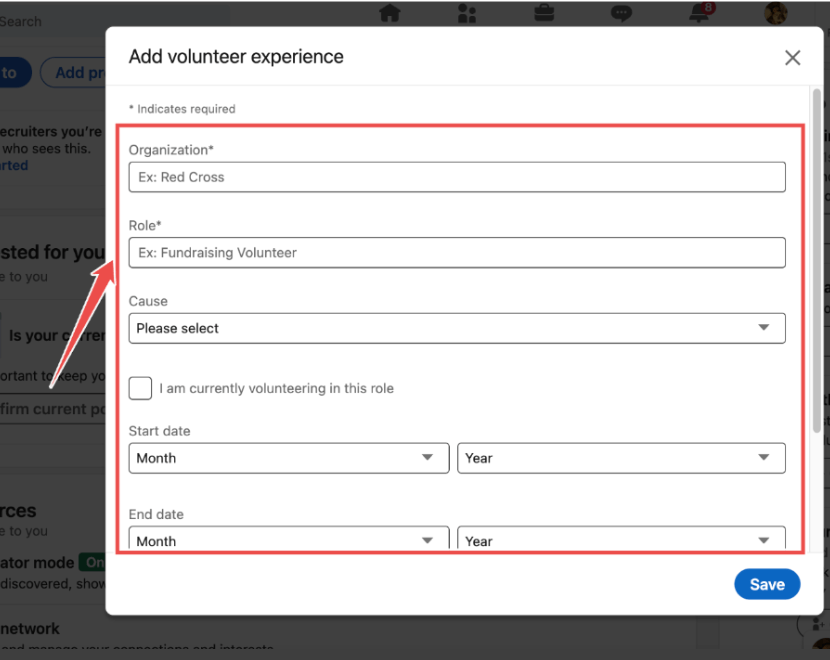 image of how to add details to your volunteer experience