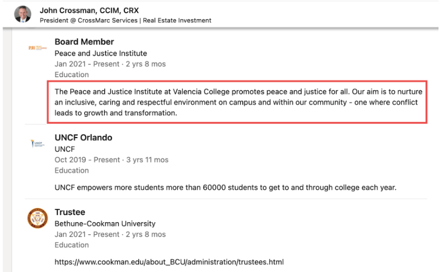 example of personalised volunteer experience description