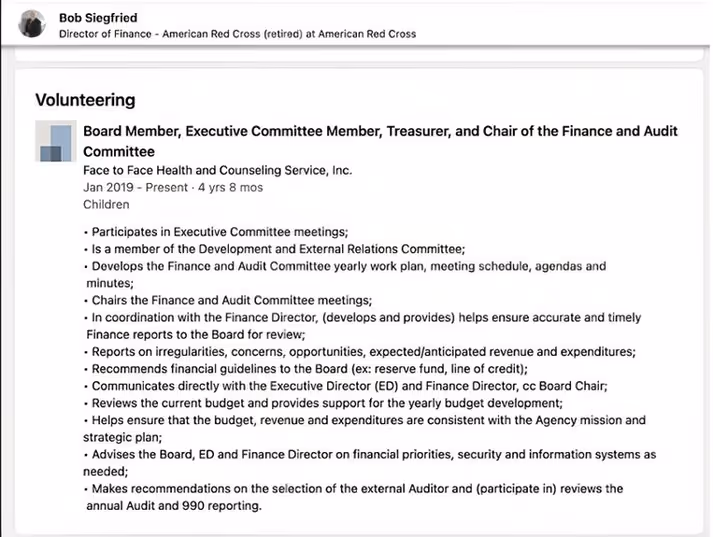 example profile of Bob on linkedIn for inspiration