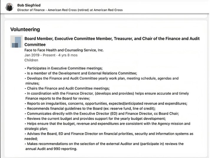 example profile of Bob on linkedIn for inspiration