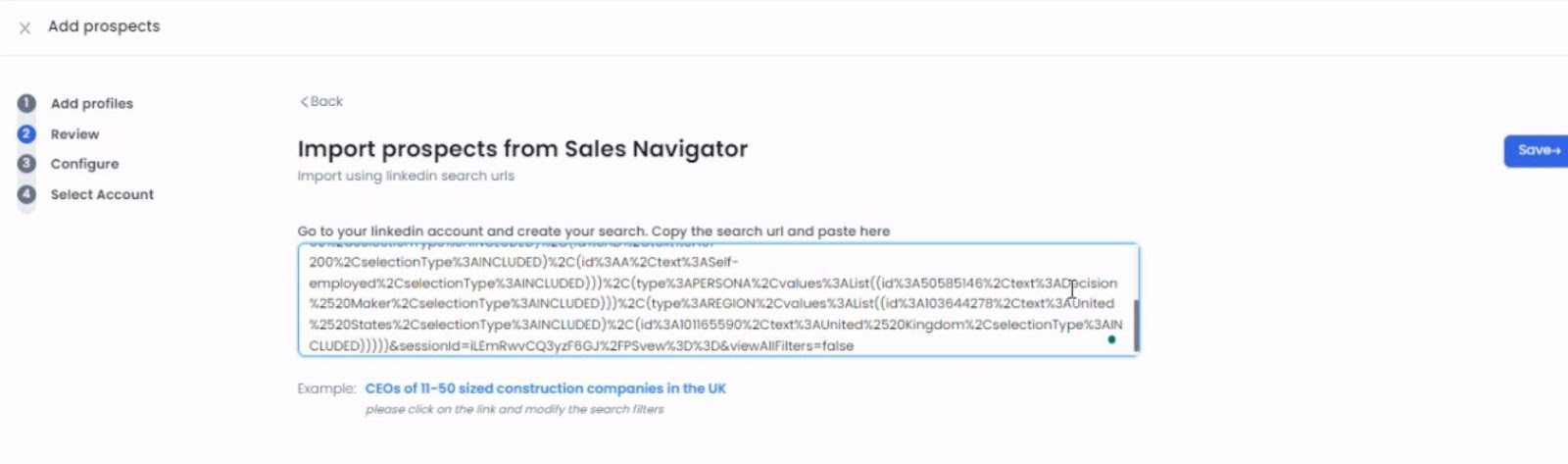 SalesRobot importing from Sales Nav