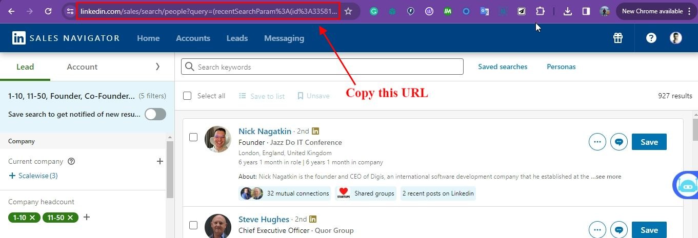 Sales Navigator URL