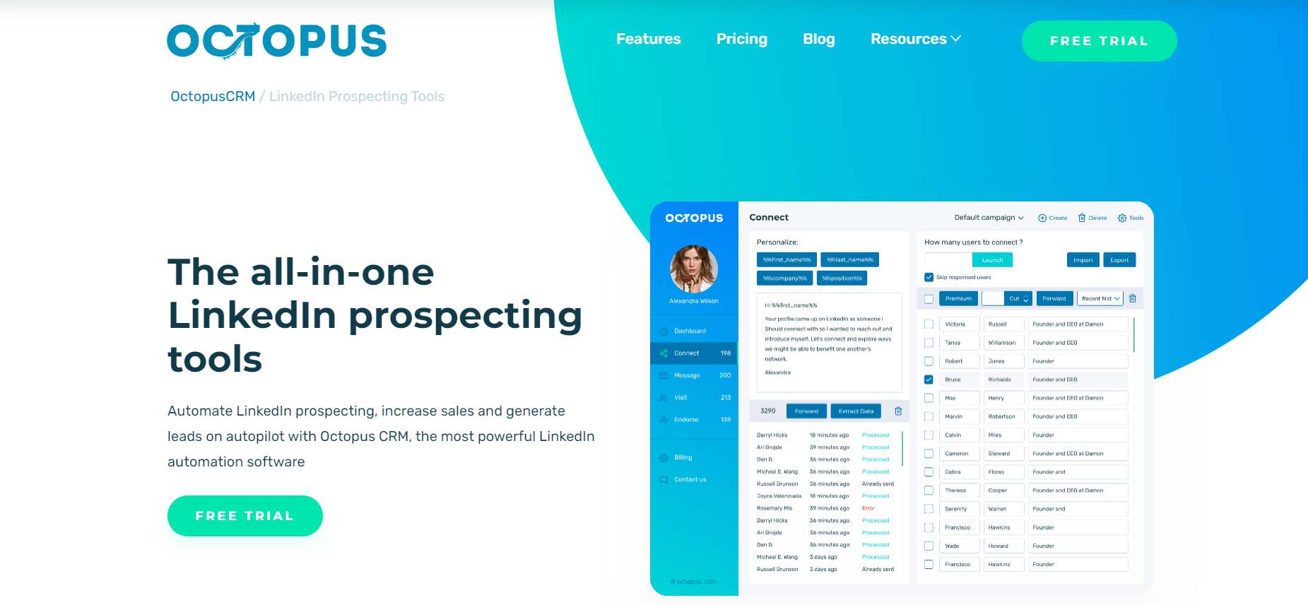 OctopUS CRM homepages