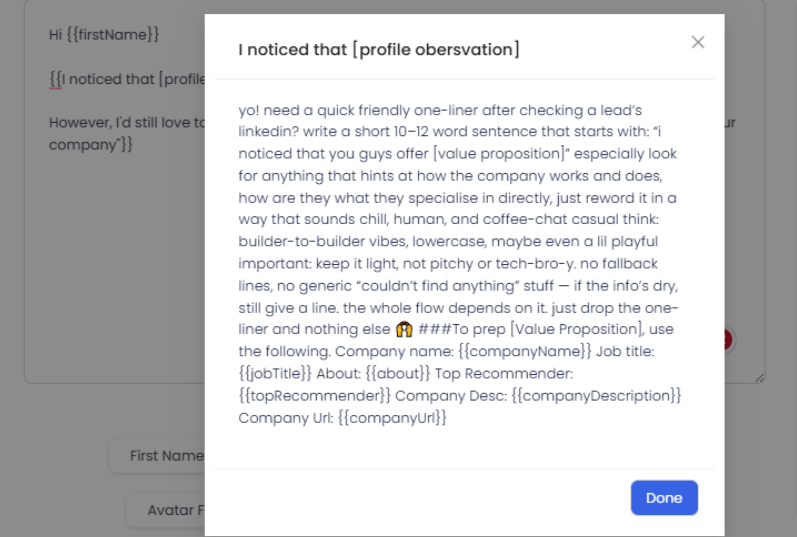 detailed AI variable prompt