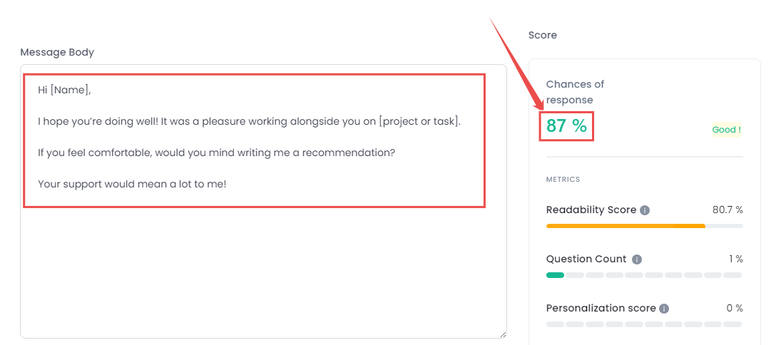Chances of resposne of a message calculated by SalesRobot