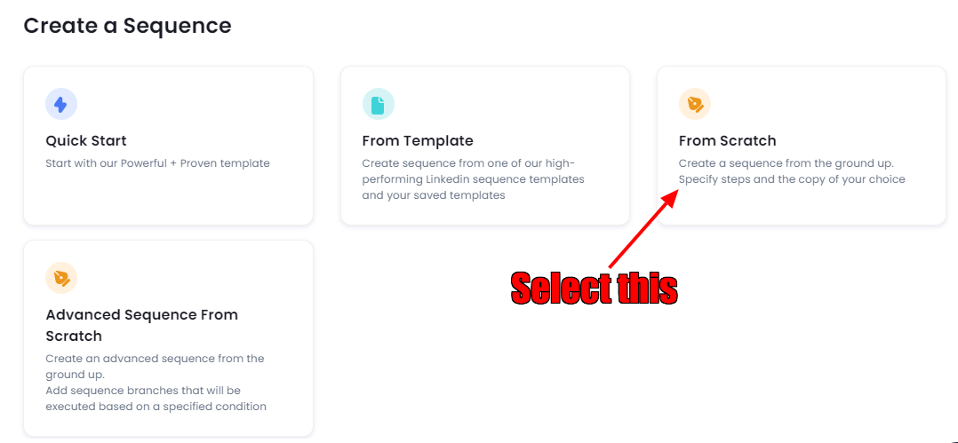 Options to create an automated sequence in SalesRobot.