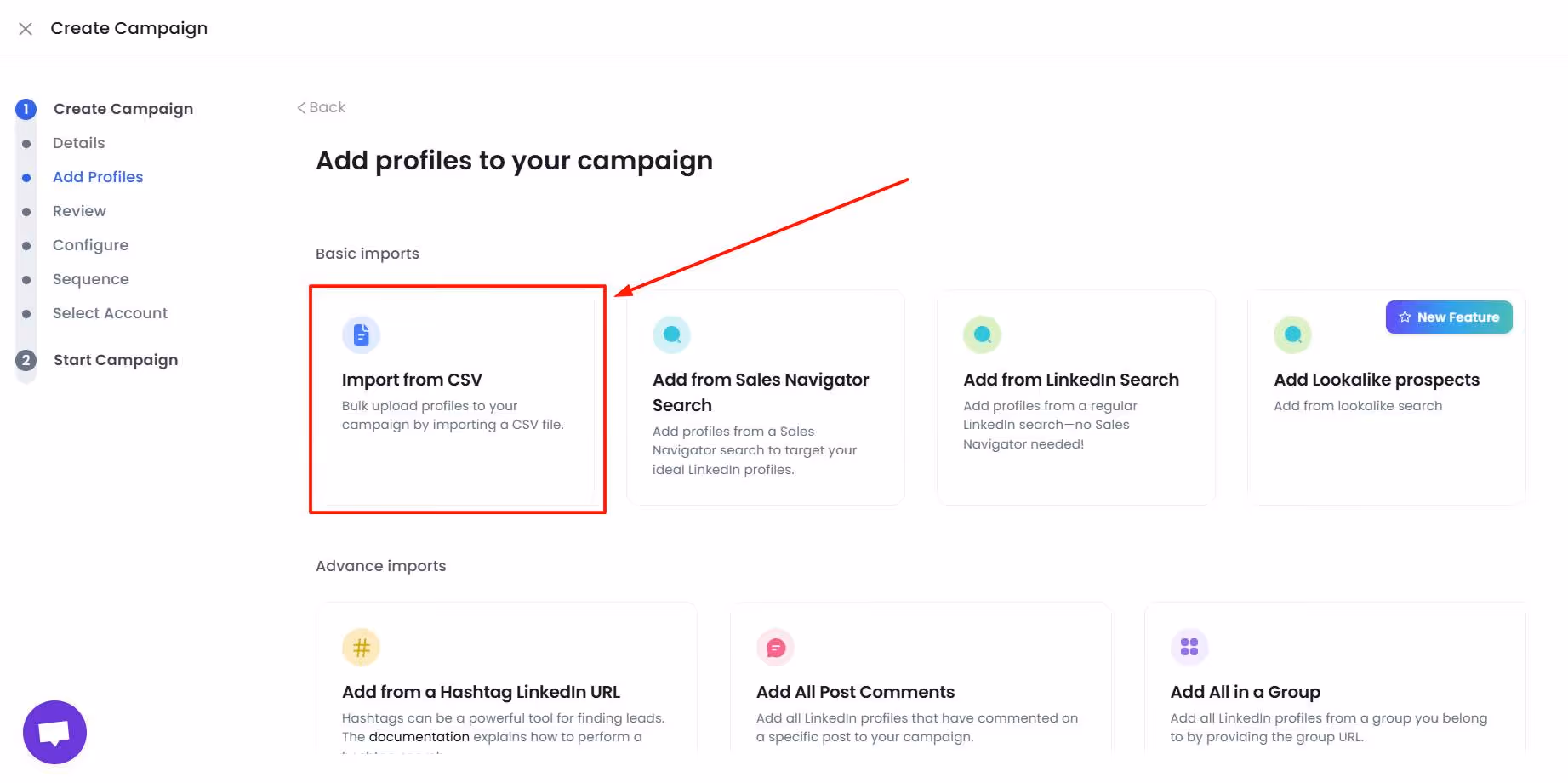SalesRobot pull prospects from custom CSV file