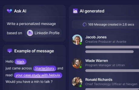 Screenshot of AI personalized message generation interface on Prosp