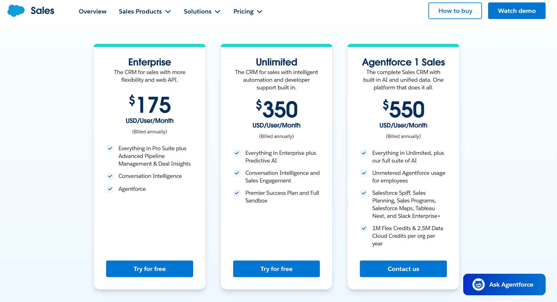 Agentforce pricing plans