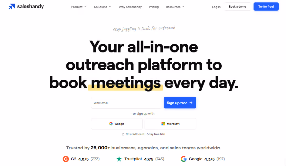saleshandy homepage