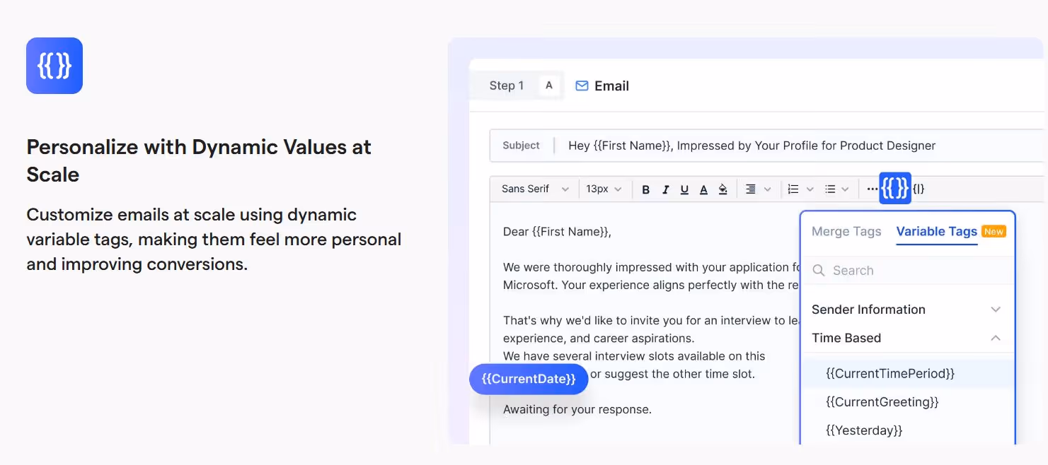 Saleshandy personalization