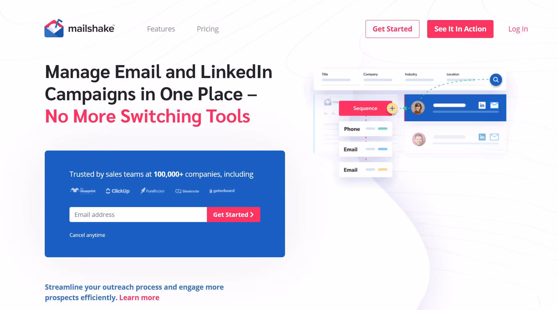 Mailshake homepage