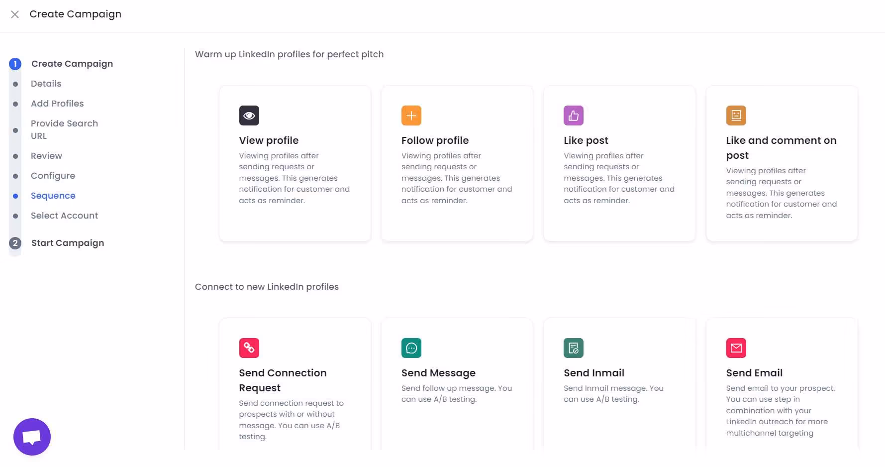 SalesRobot campaign sequence advanced steps