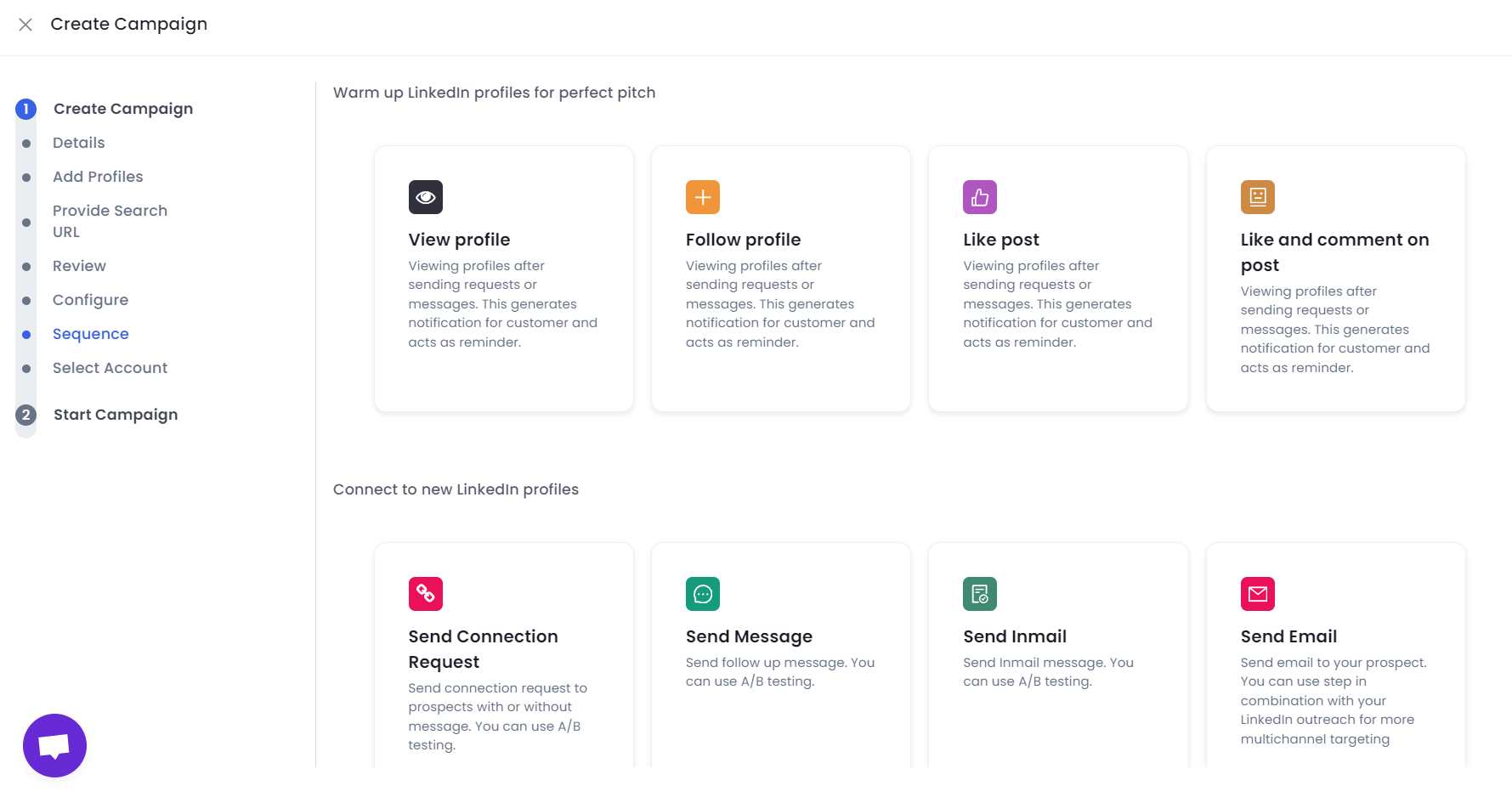 SalesRobot campaign sequence advanced steps