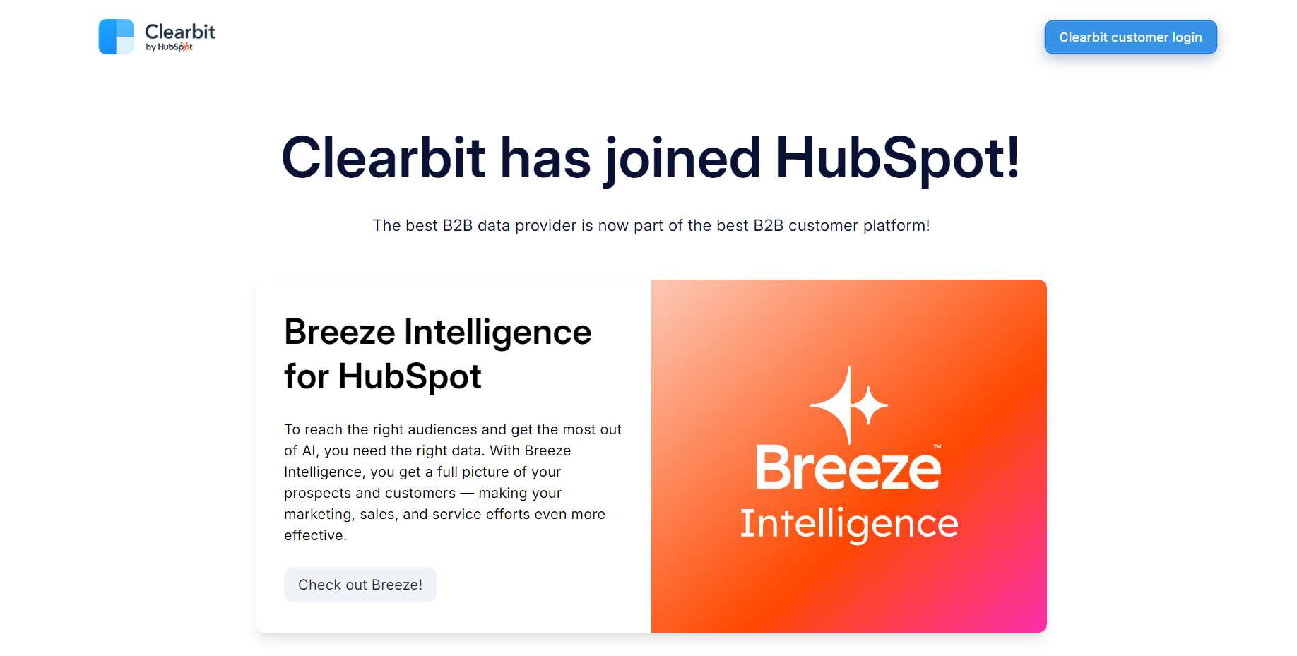 clearbit homepage