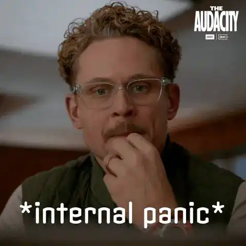 man internally panicking