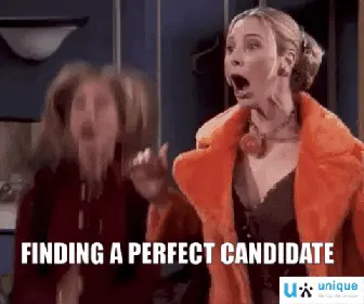 Two women are shocked and the text says FINDING A PERFECT CANDIDATE.Two women are shocked and the text says FINDING A PERFECT CANDIDATE.