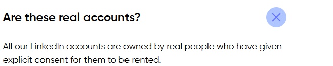 A question about whether the accounts are real, with an answer stating they are owned by real people.