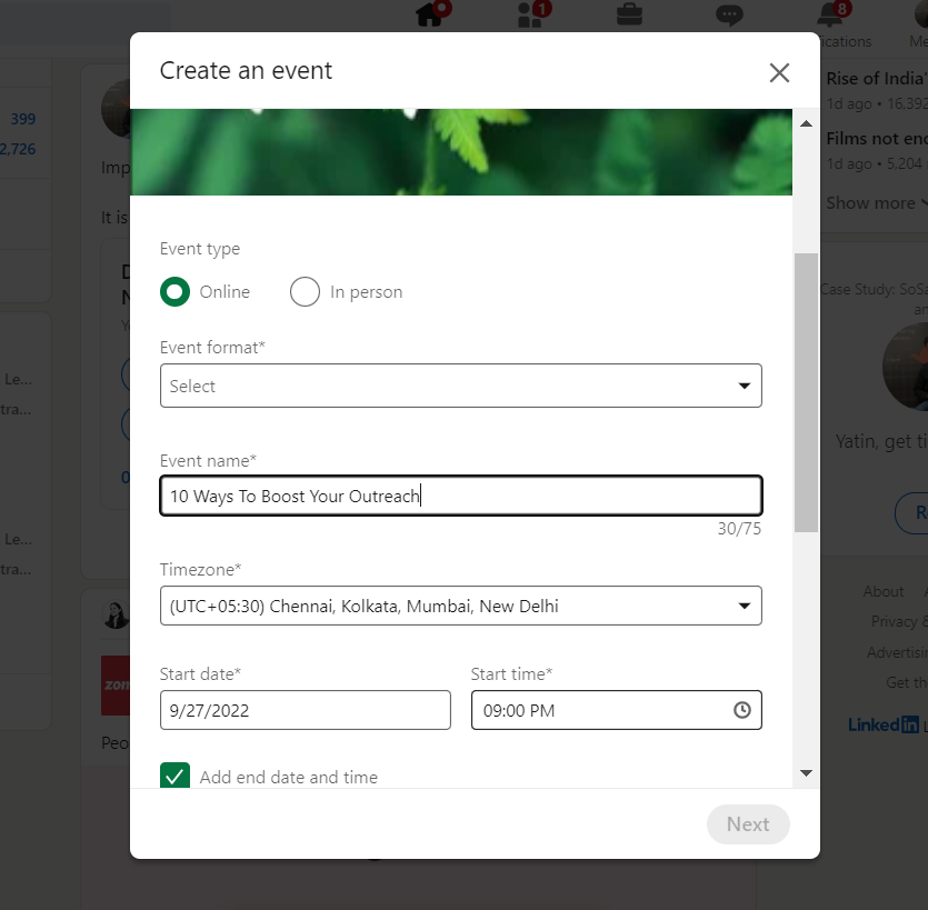 How to create your own LinkedIn Event