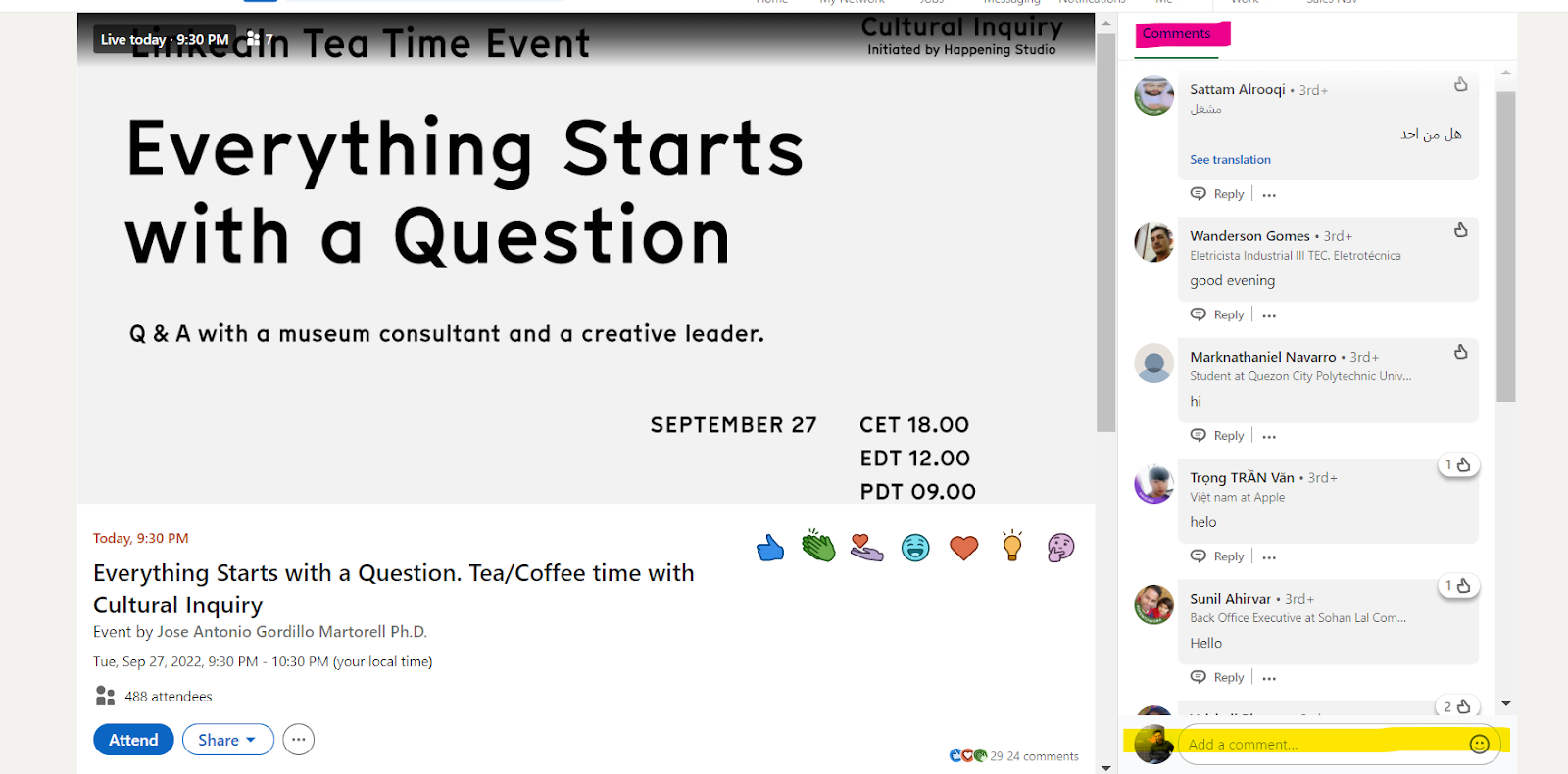 Message your attendees before and after the LinkedIn event