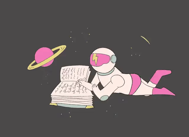 An astronaut writing down something in space.