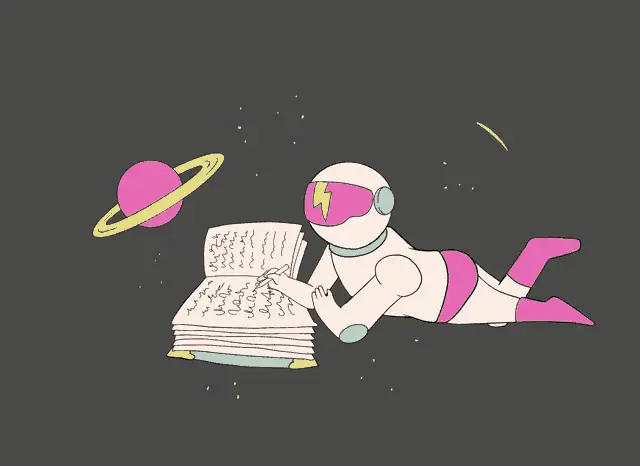 An astronaut writing down something in space.