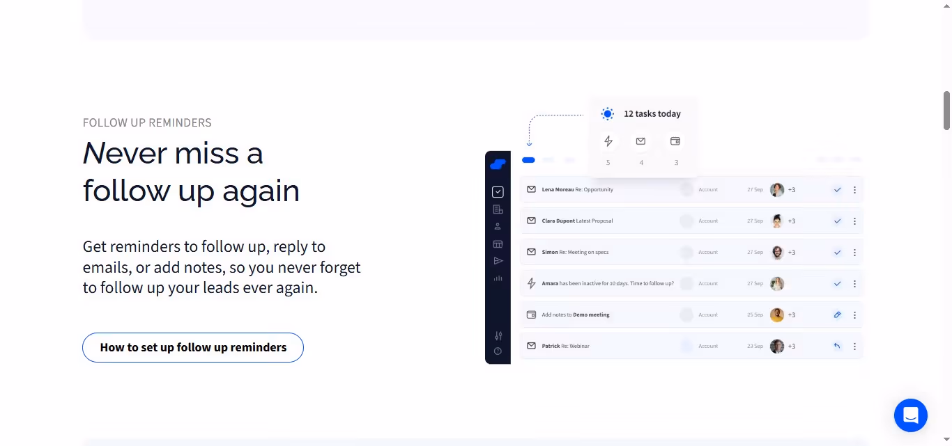 Followup reminders in Salesflare