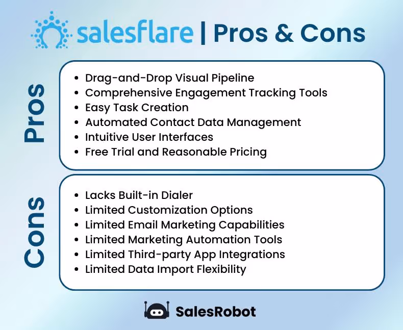 Salesflare pros and cons table 